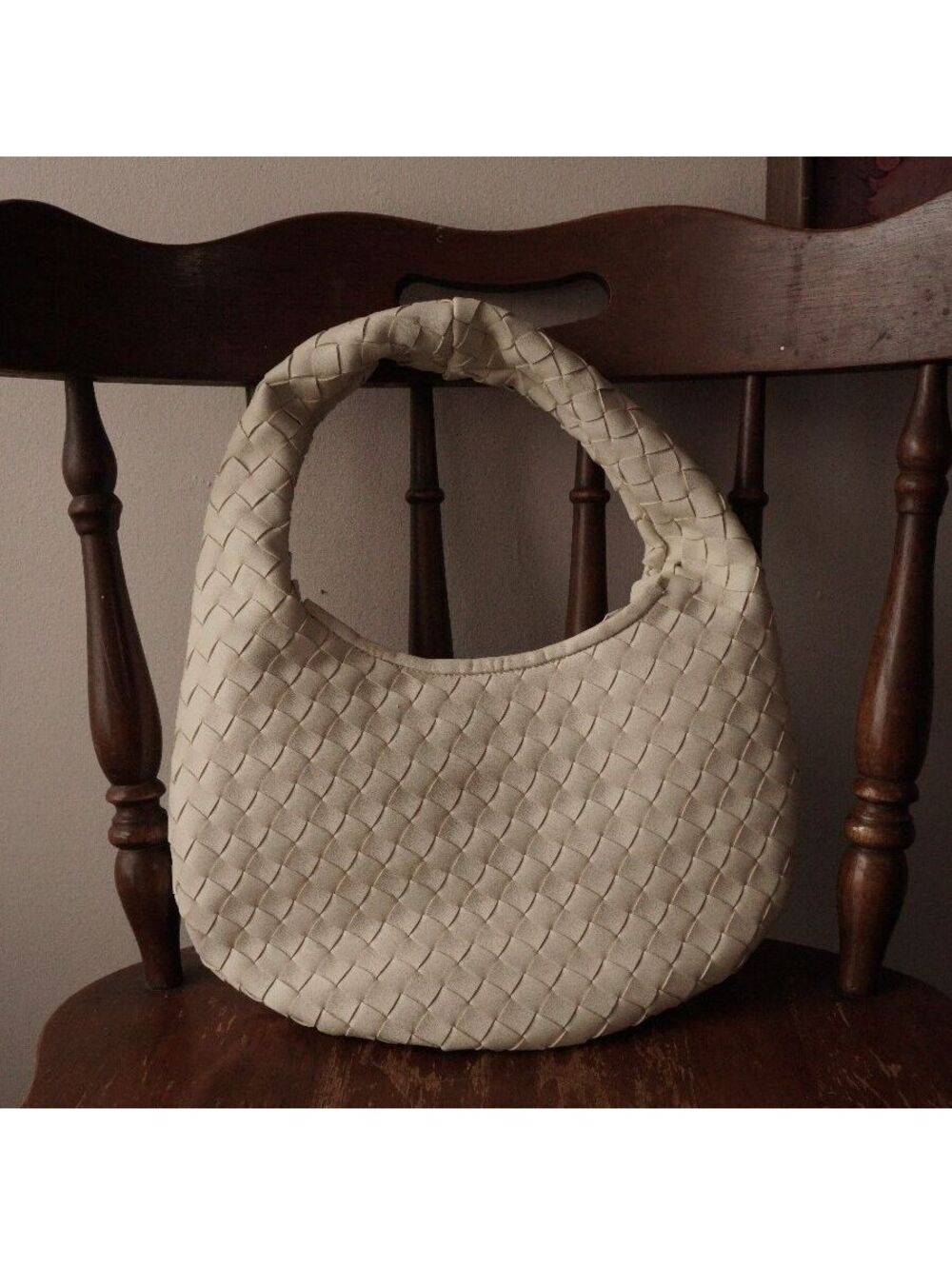 Oak + Fort Cream Woven Shoulder Bag
